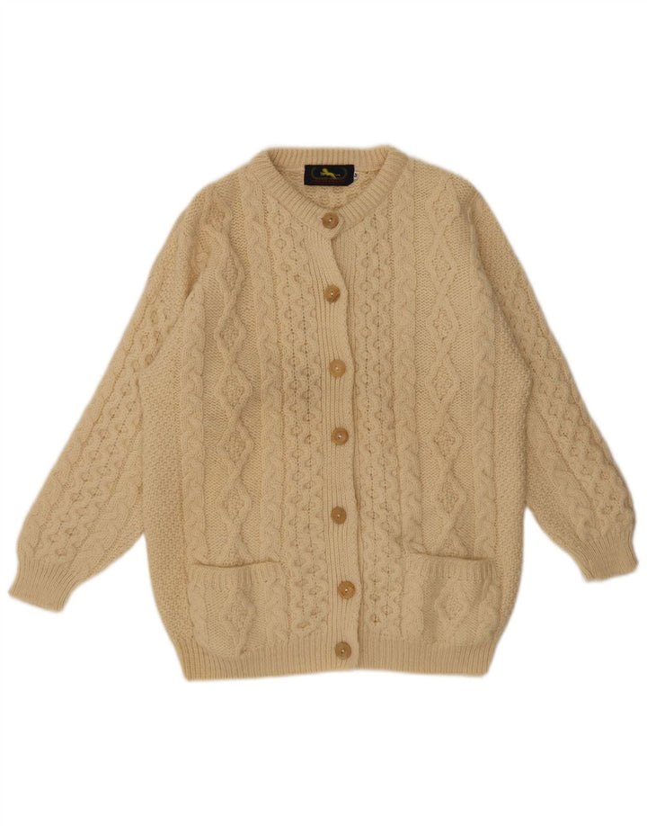 Vintage mujer Cardigan suéter Reino Unido 14 Medio Beige