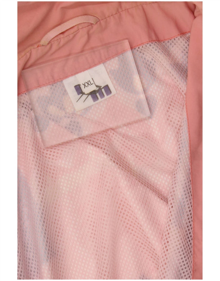 VINTAGE Mujer Sin Mangas Chándal Top Chaqueta Reino Unido 20 2XL Rosa Geométrico