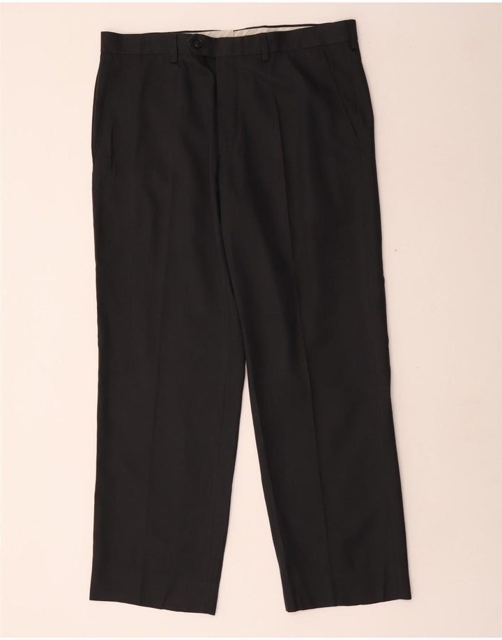 Marks & Spencer Pantalón de traje recto para hombre W34 L29 Poliéster gris