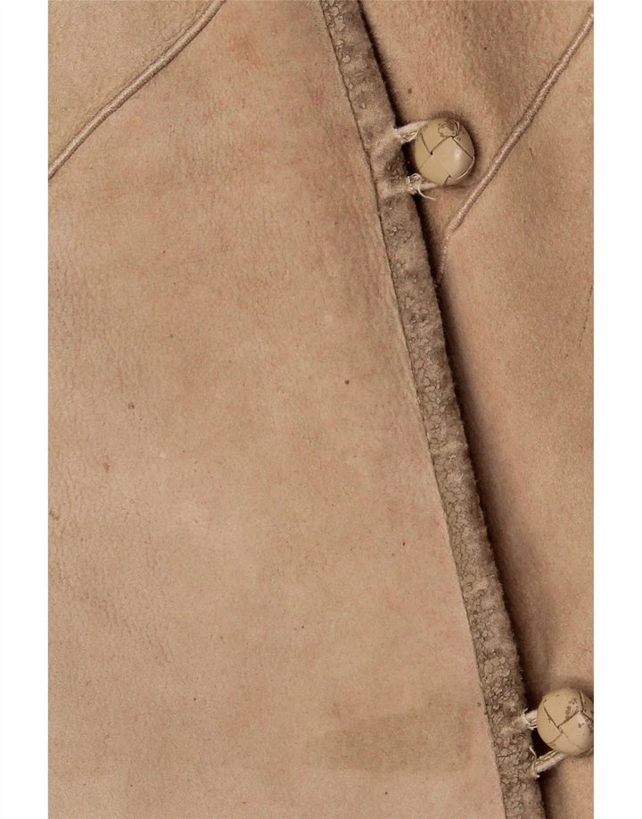 VINTAGE Abrigo de piel de oveja para mujer IT 46 Piel de oveja beige grande