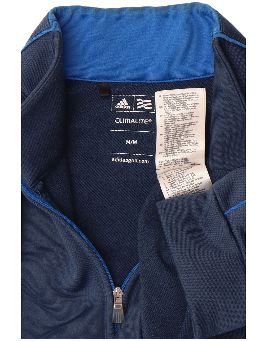 Adidas Mens Climalite Zip Neck Jersey Chándal Top Medio Azul Poliéster