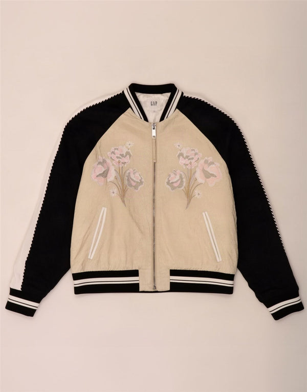 Gap Chaqueta bomber extragrande gráfica para mujer Reino Unido 46 Rayón floral beige grande