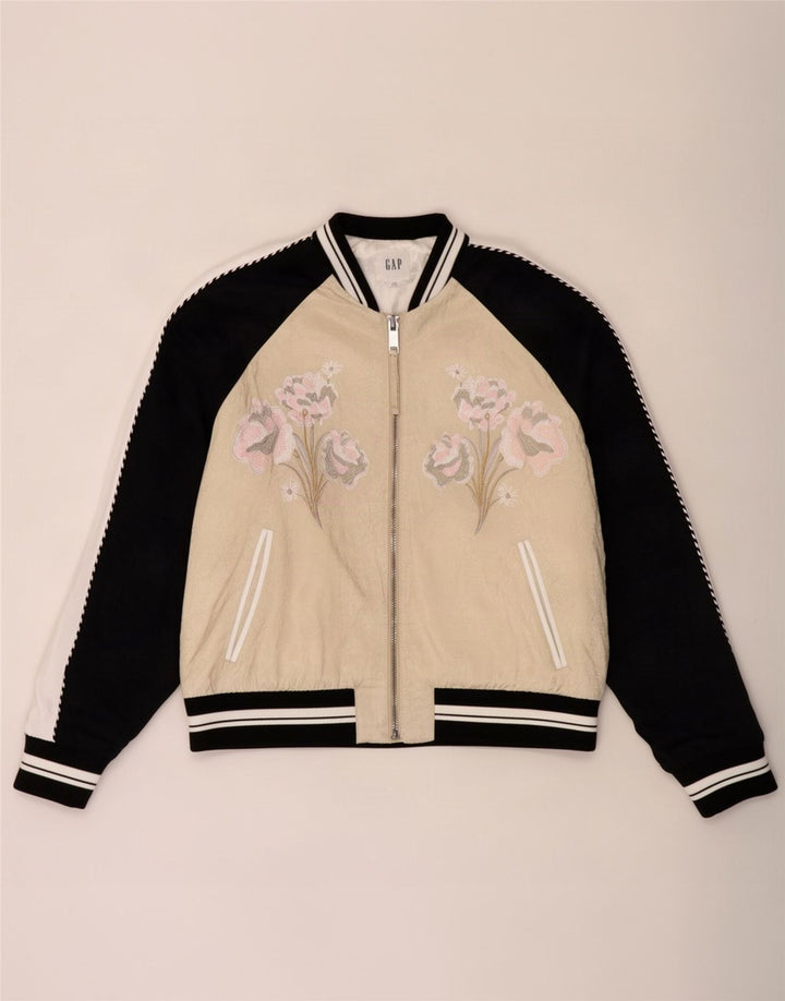 Gap Chaqueta bomber extragrande gráfica para mujer Reino Unido 46 Rayón floral beige grande