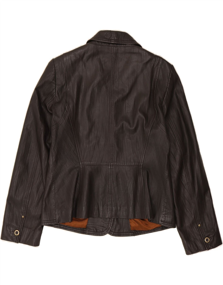 BETTY BARCLAY Womens Leather Jacket UK 14 Medium Black Leather Vintage Betty Barclay and Second-Hand Betty Barclay from Messina Hembry 