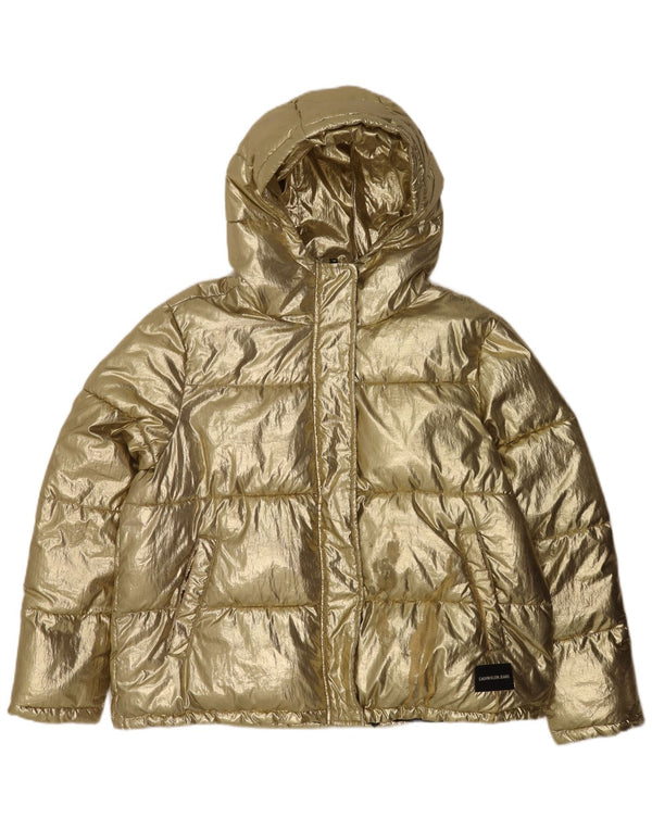 Calvin Klein Jeans Chaqueta Acolchada Extragrande con Capucha para Mujer Reino Unido 40 Grande Dorado