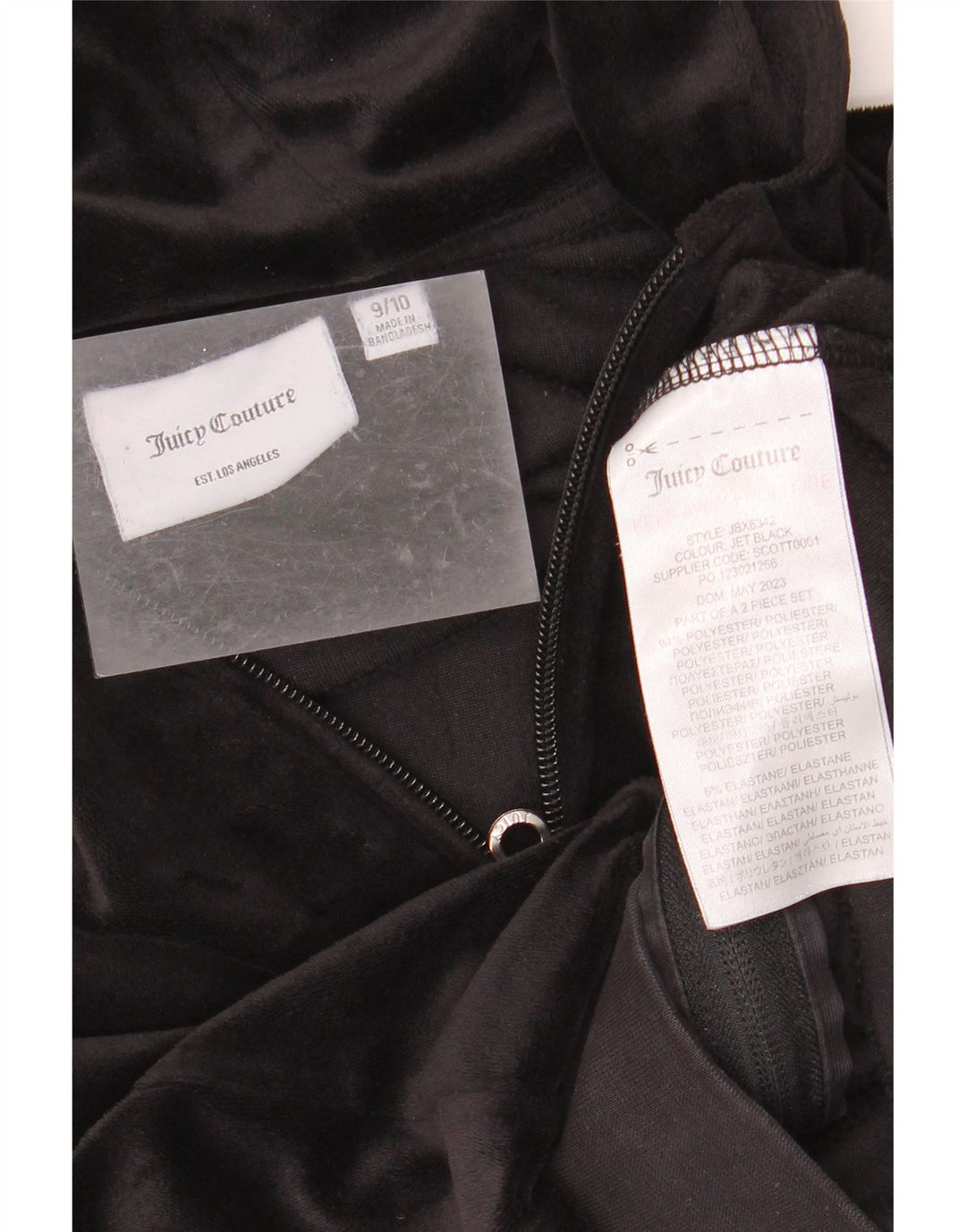 JUICY COUTURE Suéter con capucha y cremallera gráfica para niñas 9-10 años Negro