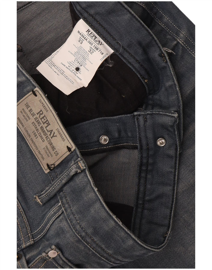 Vaqueros ajustados para hombre Replay W33 L32 Algodón azul