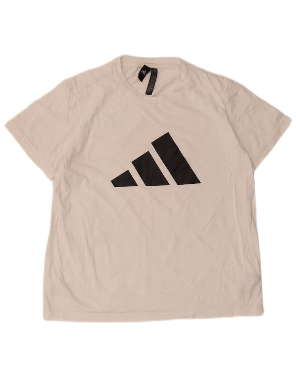 Adidas Camiseta gráfica para mujer Top UK 12/14 Algodón blanco mediano