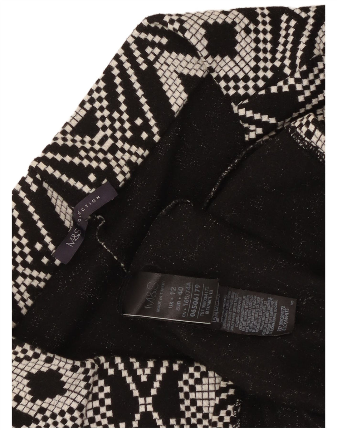 Marks & Spencer Falda lápiz para mujer UK 12 Medium W30 Negro Geométrico