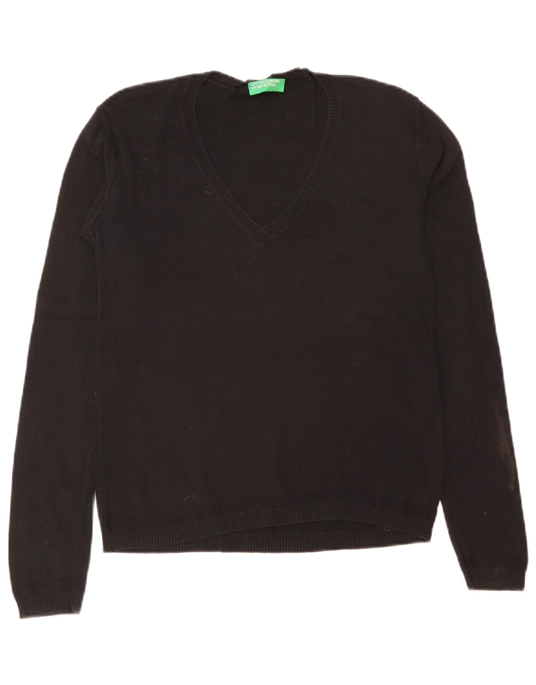 Benetton Jersey con Cuello en V para Mujer UK 42 Mediano Negro