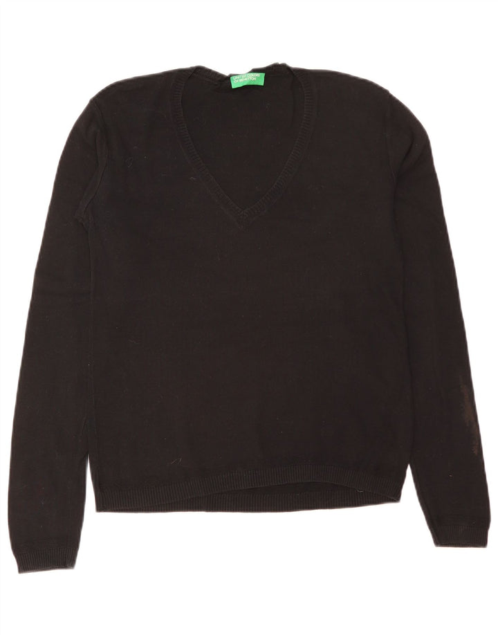 Benetton Jersey con Cuello en V para Mujer UK 42 Mediano Negro