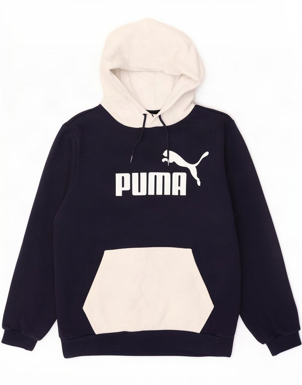 Puma Jersey con capucha gráfica para hombre, color azul marino mediano