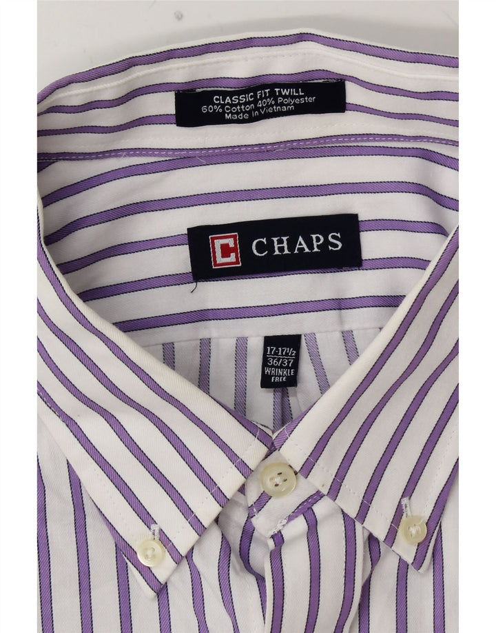 CHAPS Camisa de corte clásico para hombre Talla 17 17 1/2 XL Algodón a rayas moradas
