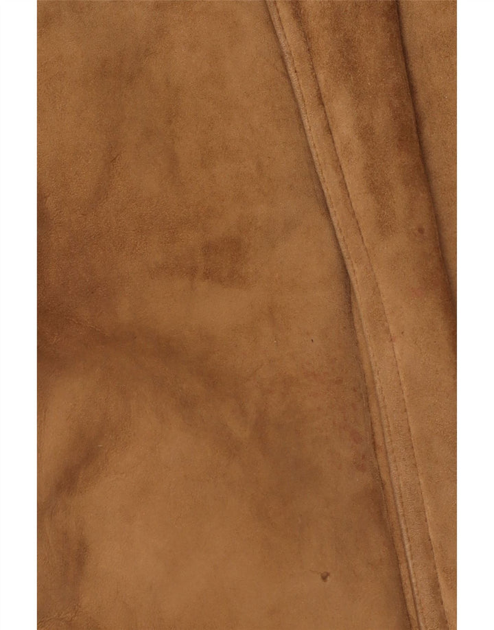 Chaqueta de piel de oveja vintage para hombre IT 52 XL cuero marrón