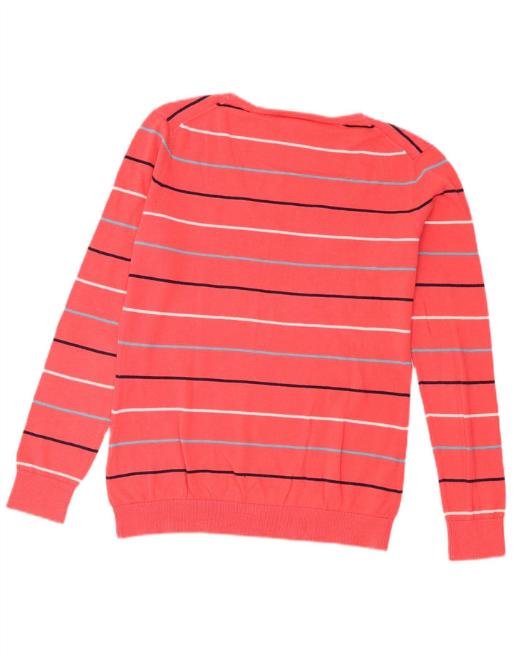 Jersey Lacoste para mujer con cuello en V, talla 40, algodón a rayas rosa medio