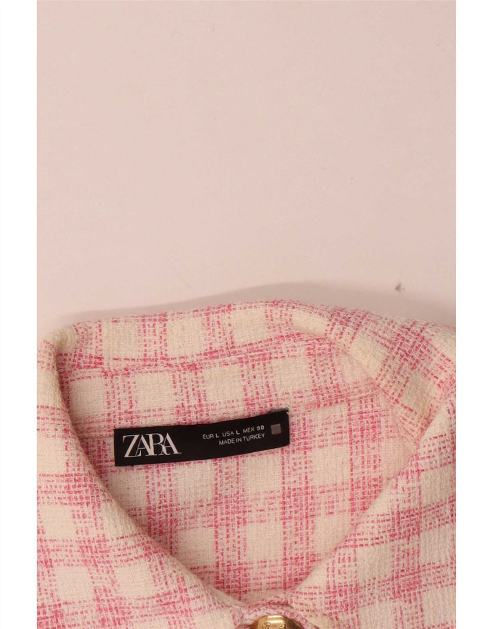 Zara Chaqueta Militar Corta para Mujer UK 46 Large Pink Check