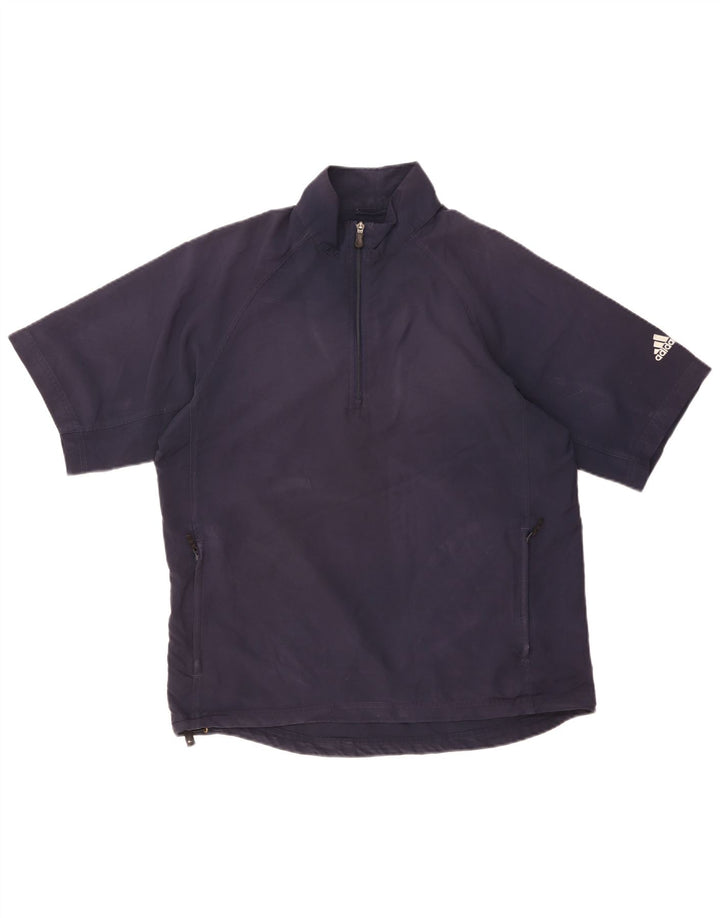 Adidas - Chándal de manga corta con cremallera y cuello para hombre, color azul marino mediano