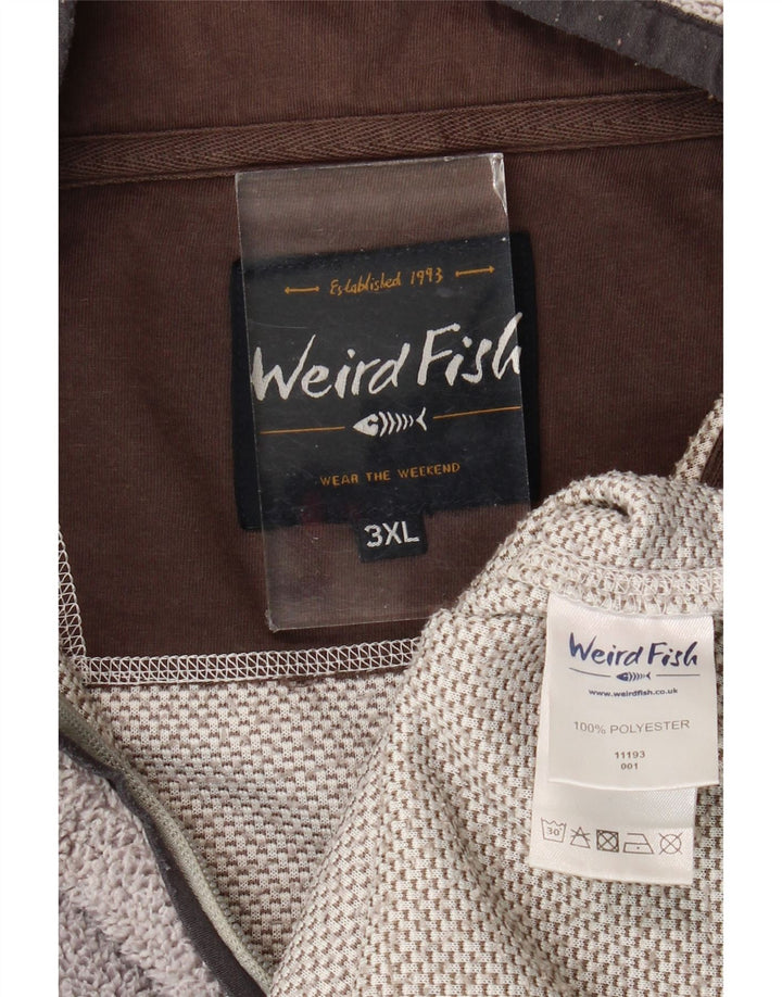 Weird Fish Sudadera con cuello y cremallera para hombre, talla 3XL, poliéster gris
