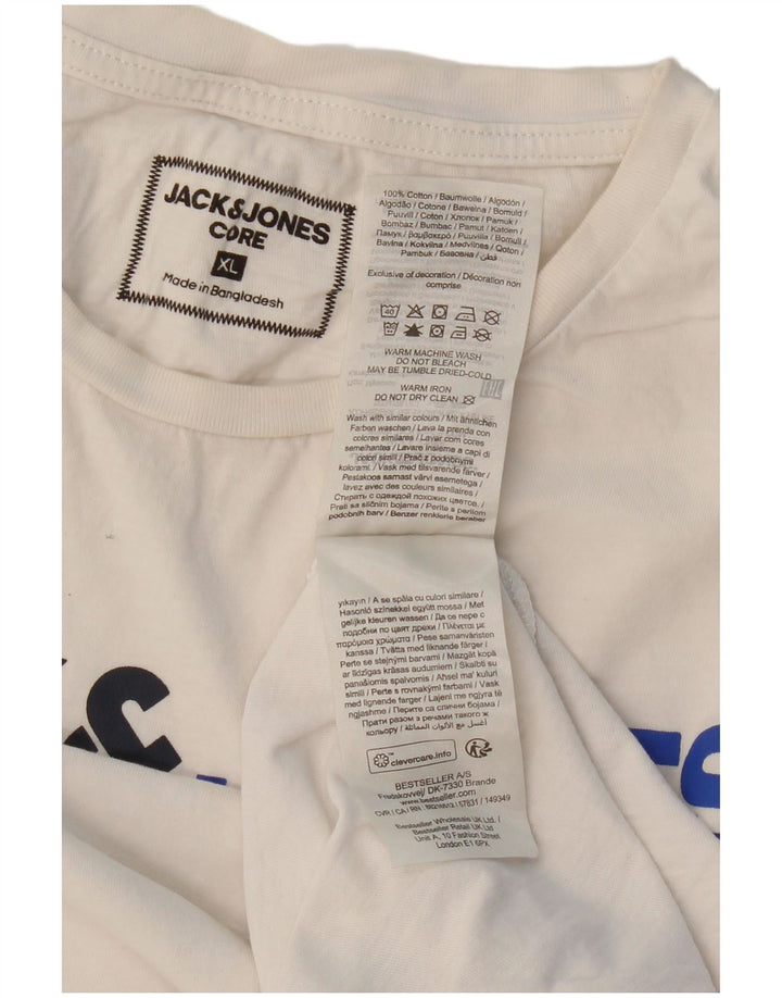 JACK & JONES Hombre Camiseta Gráfica Top XL Blanco Algodón
