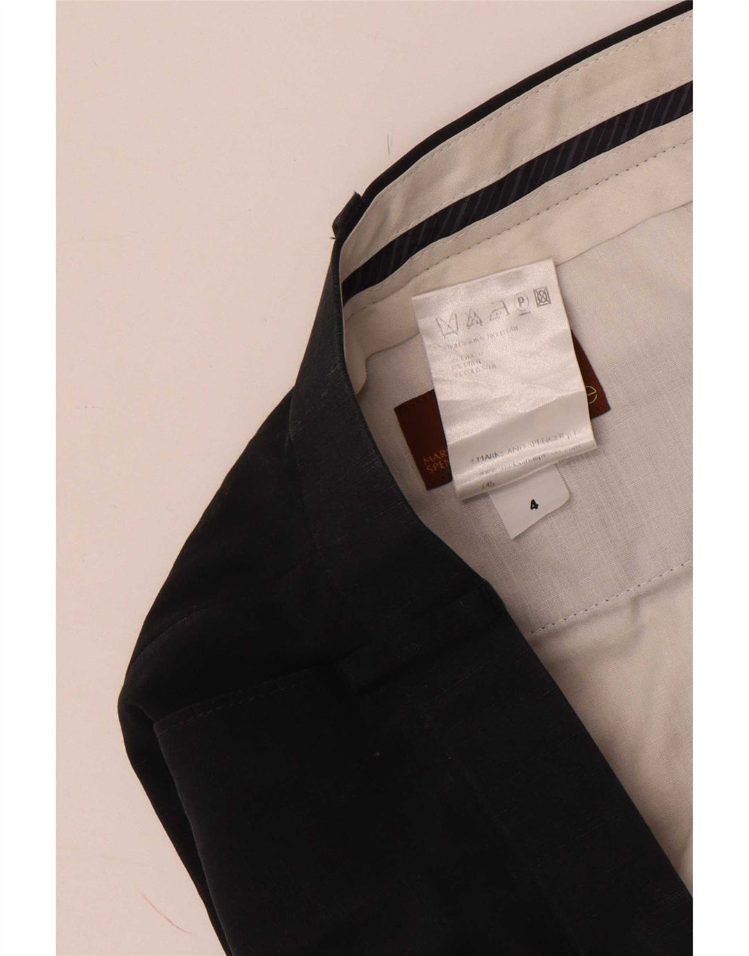 Marks & Spencer Pantalón de traje con pinzas para hombre W42 L33 Lyocell azul marino