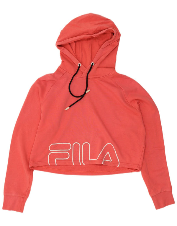Fila Mujer Oversize Graphic Crop Sudadera con Capucha Jersey UK 6 XS Rosa