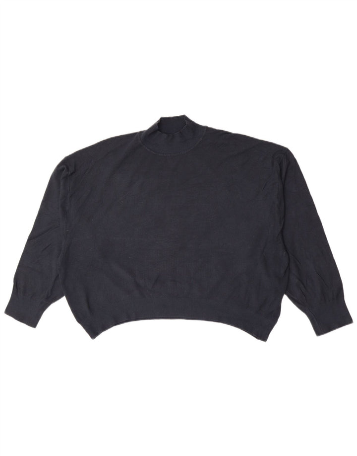 Zara Jersey extragrande con cuello de tortuga para mujer, talla 40, talla grande, azul marino