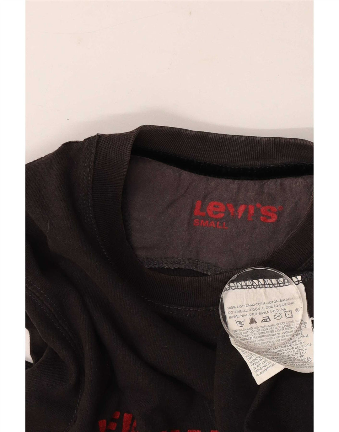 Levi's Mens Graphic Top Manga Larga Pequeño Algodón Negro