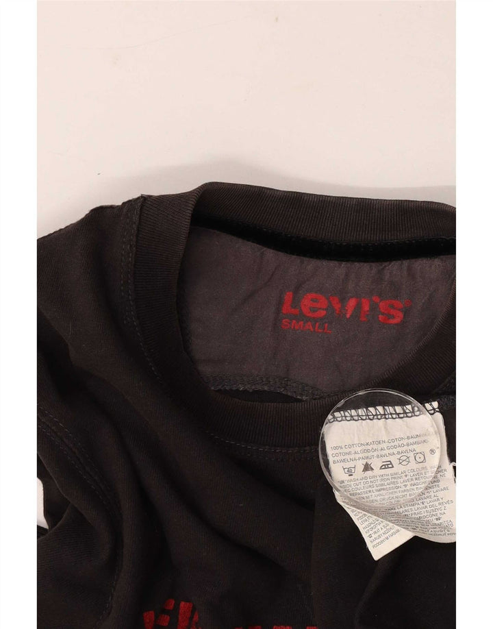 Levi's Mens Graphic Top Manga Larga Pequeño Algodón Negro
