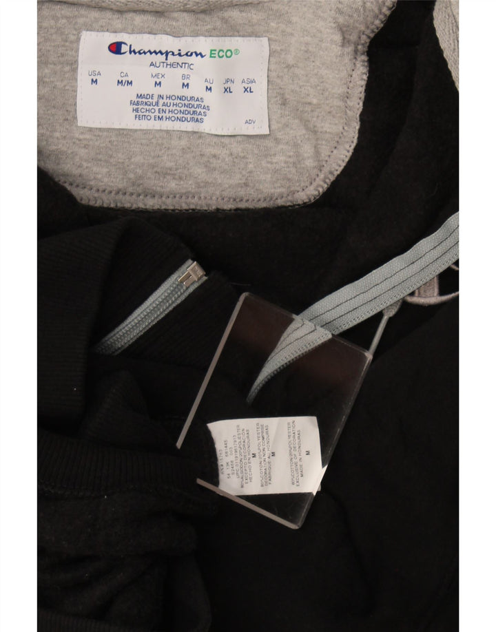 Champion Sudadera con capucha y cremallera para hombre Suéter mediano de algodón negro