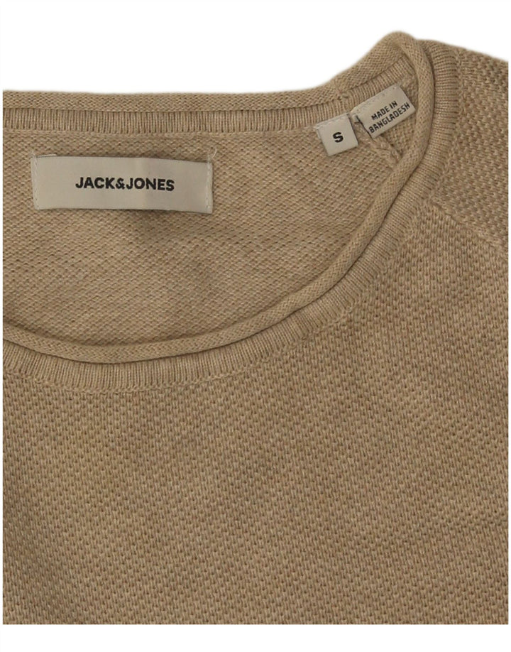 Jack & Jones Jersey con cuello barco para hombre, talla pequeña, color beige