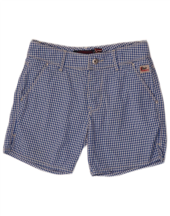 Roy Rogers Pantalones cortos chinos para niños 11-12 años W26 Poliamida azul a cuadros
