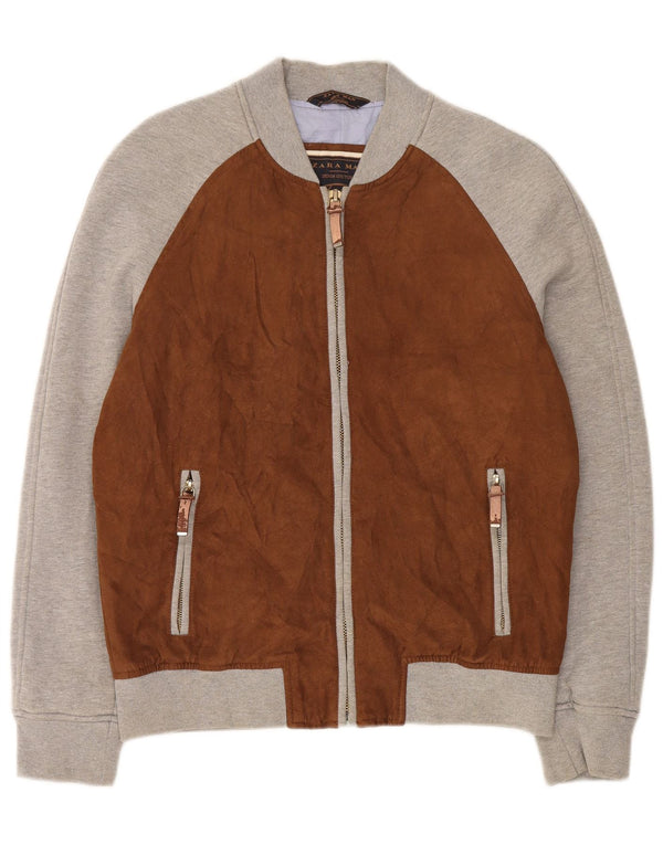 Zara Hombre Chándal Top Chaqueta XL Marrón Poliéster
