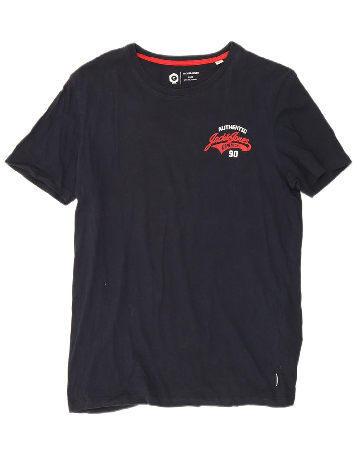 Jack & Jones Hombre Camiseta Gráfica Top Medium Azul Marino Algodón