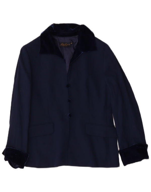 Luisa Spagnoli Chaqueta Blazer de 3 Botones para Mujer IT 46 Grande Lana Azul Marino