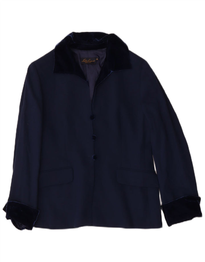 Luisa Spagnoli Chaqueta Blazer de 3 Botones para Mujer IT 46 Grande Lana Azul Marino