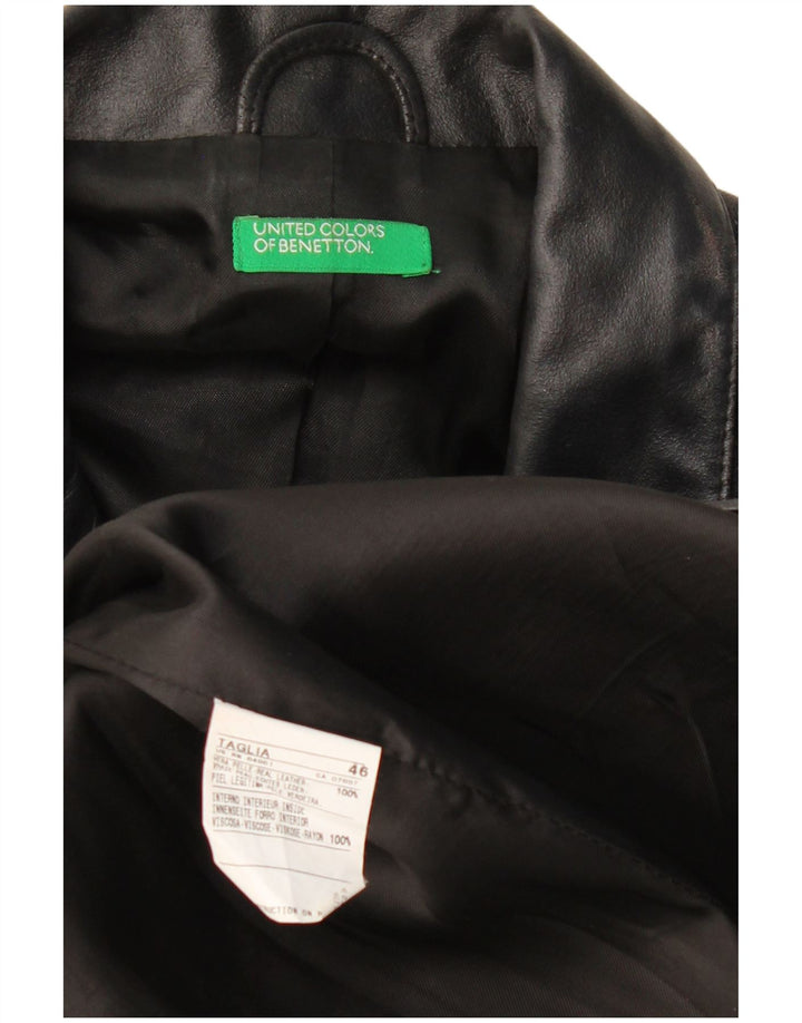 BENETTON Abrigo de cuero para mujer IT 46 Cuero negro grande
