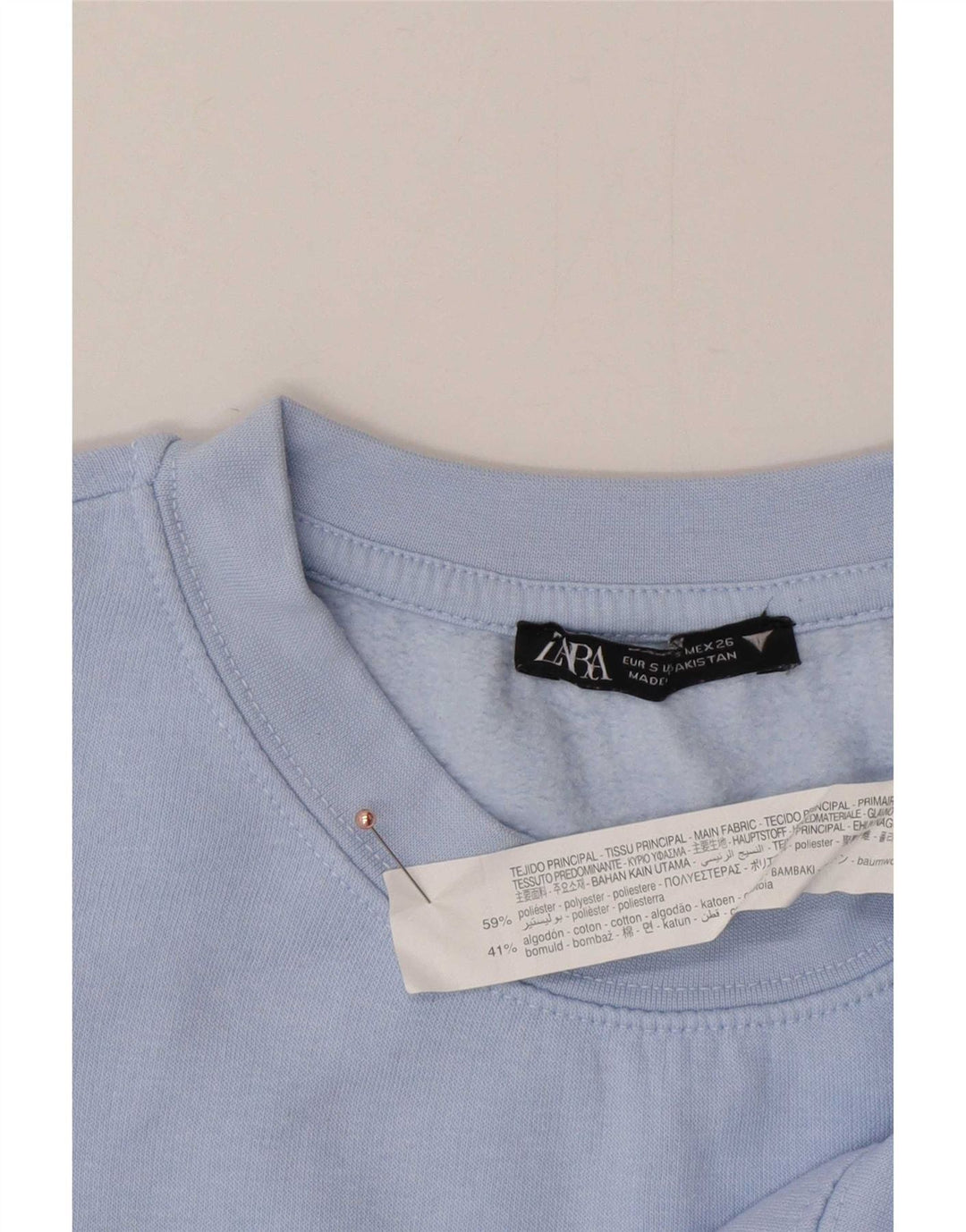 Zara Mujer Crop Oversize Sudadera Jumper UK 10 Small Azul Poliéster