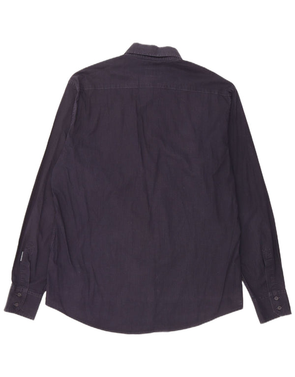 Camisa Trussardi Hombre XL Azul Marino Algodón