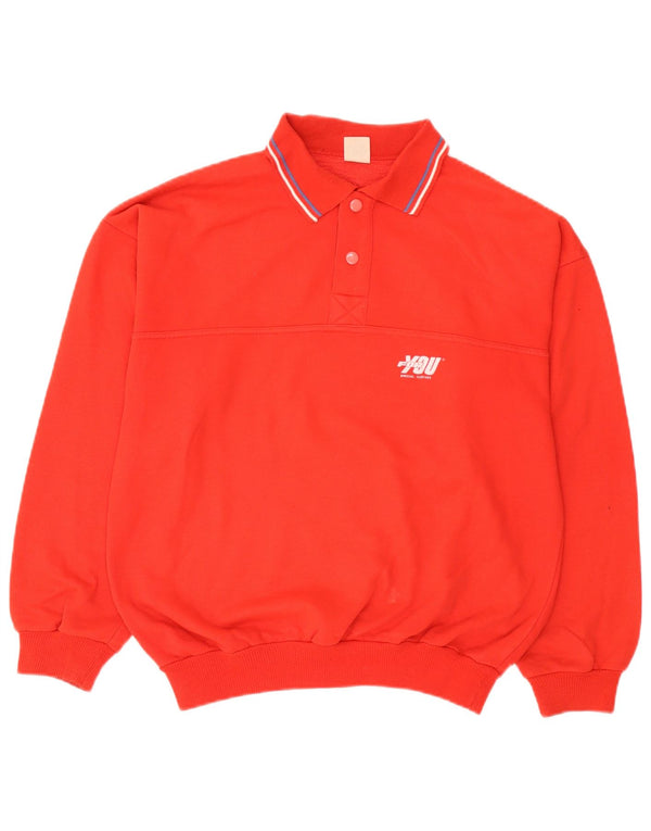 Vintage hombres polo cuello sudadera jumper grande rojo rayas algodón