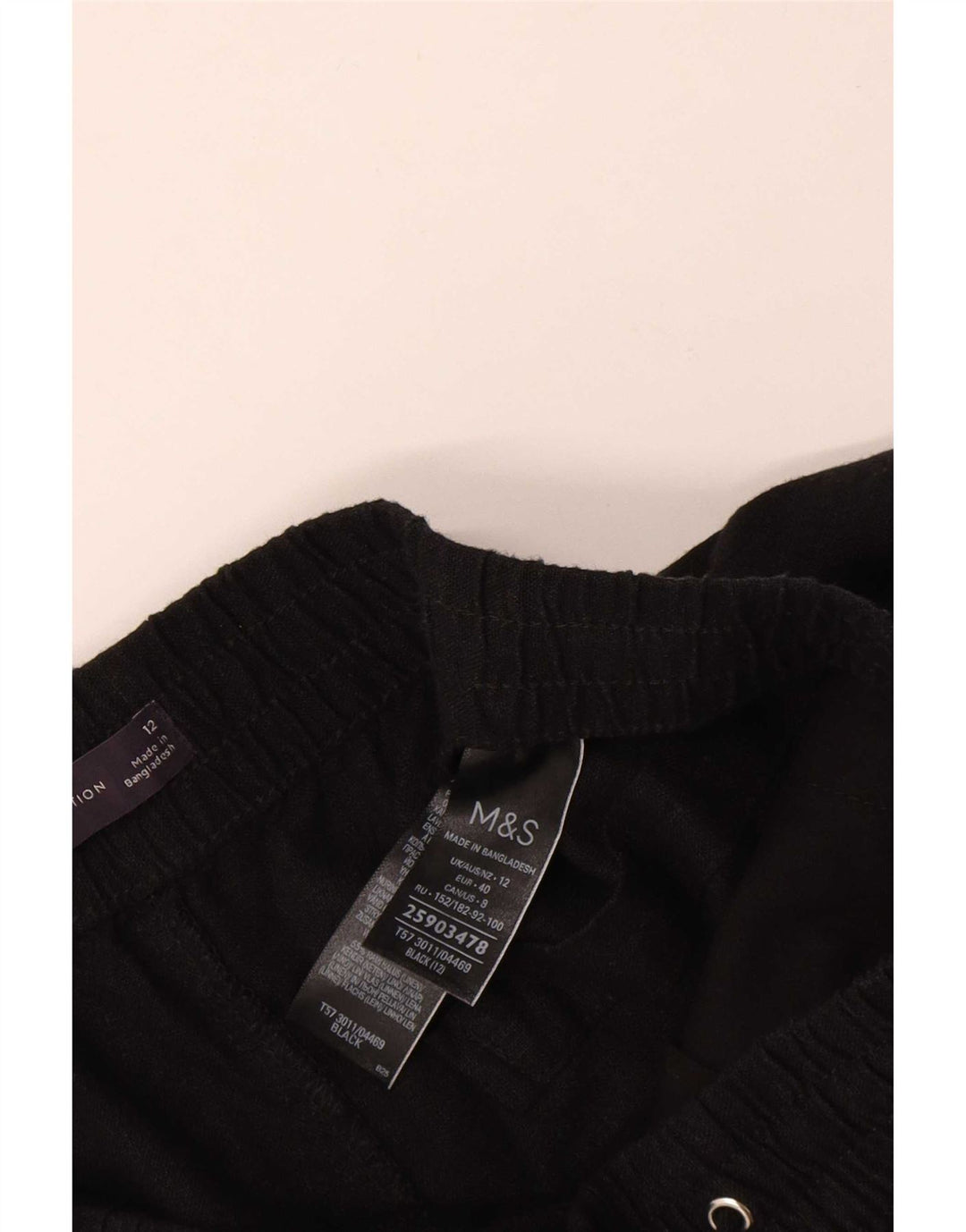Marks & Spencer Pantalones cortos chinos para mujer UK 12 Medium W30 Black Linen