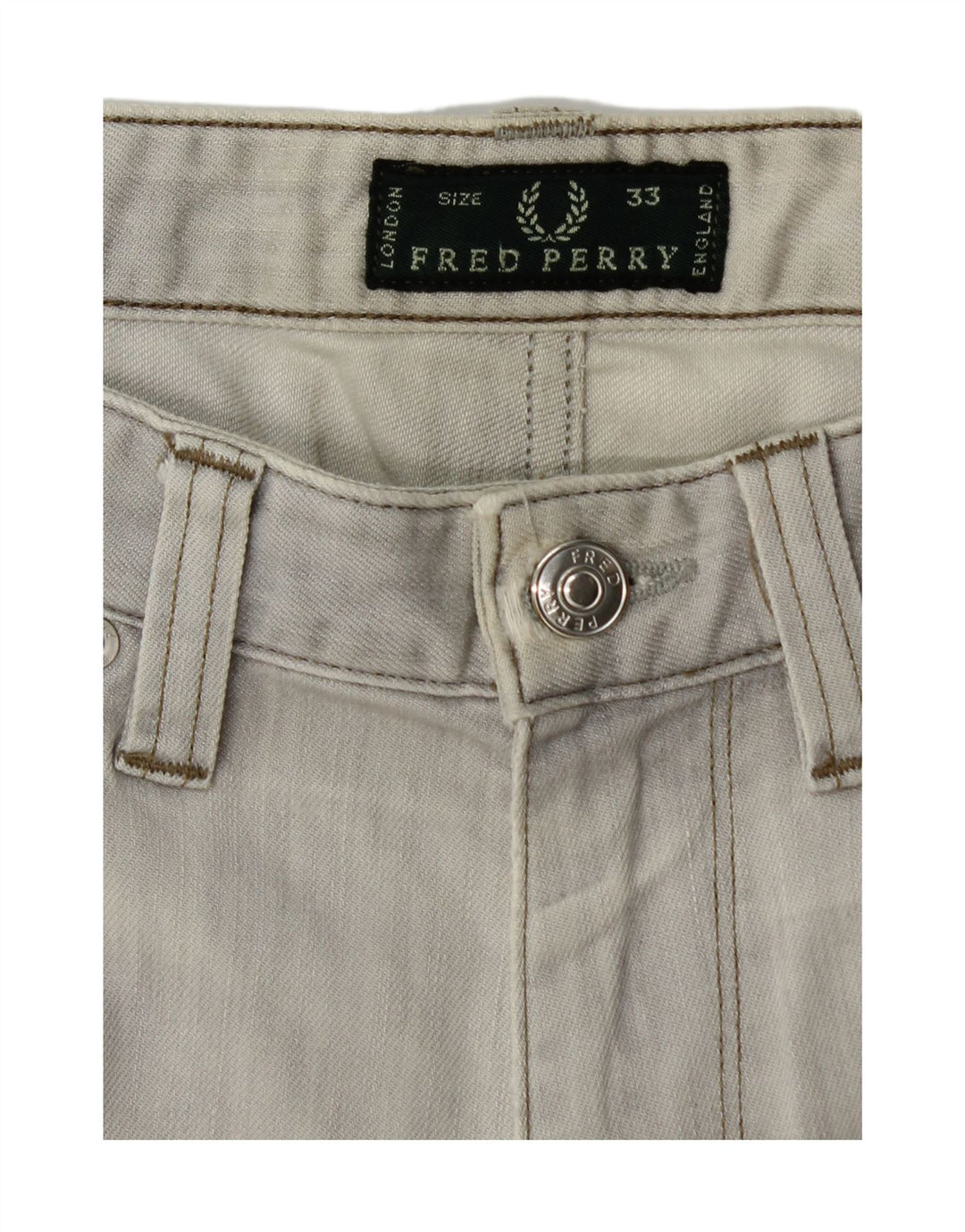 FRED PERRY Vaqueros ajustados para hombre W33 L29 Algodón gris