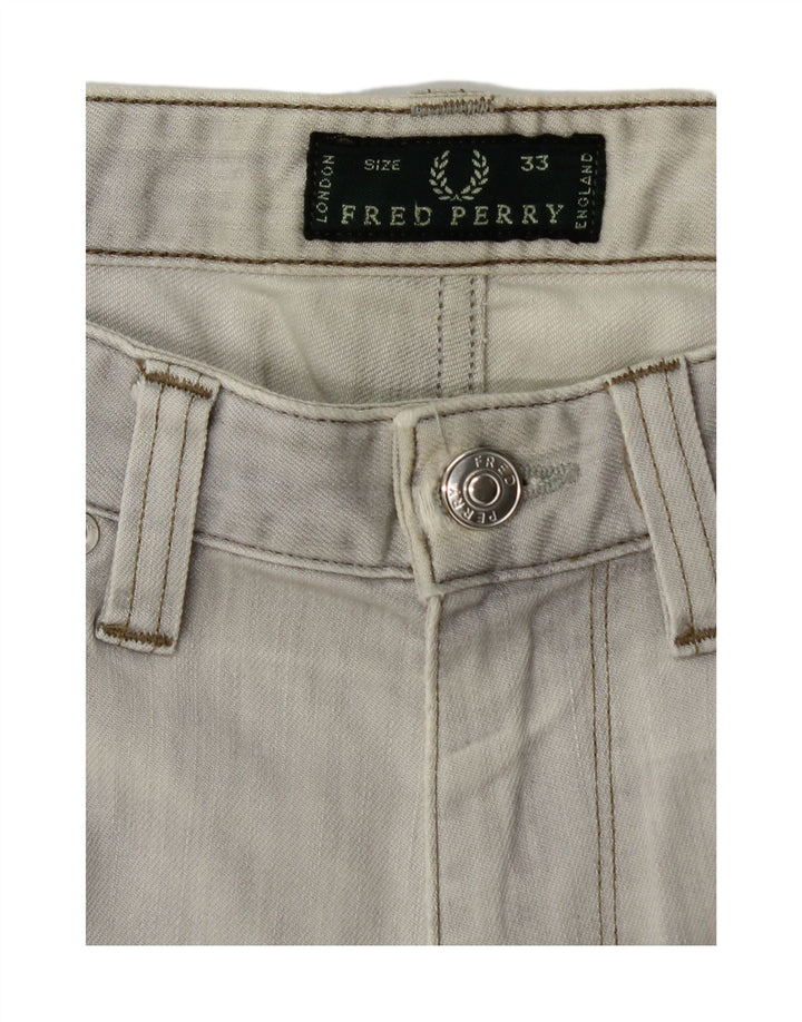FRED PERRY Vaqueros ajustados para hombre W33 L29 Algodón gris