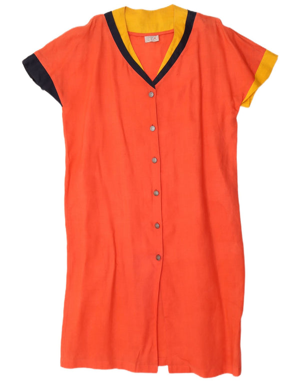 Rimmel Vestido Kaftan de Ajuste Relajado para Mujer UK 20 2XL Lino Color Block Naranja