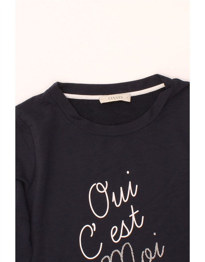 OASIS Womens Oversized Graphic Sweatshirt Jumper UK 10 Small Navy Blue Vintage Oasis and Second-Hand Oasis from Messina Hembry 