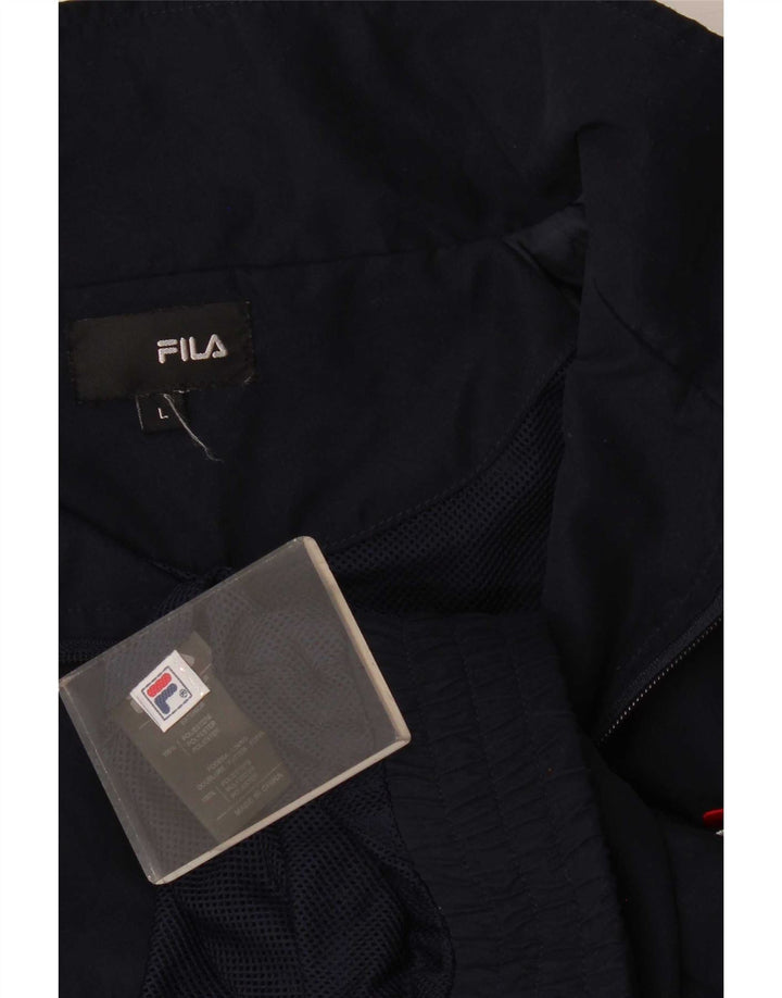 Fila Mens Chándal Top Chaqueta Grande Azul Marino Rayas Poliéster