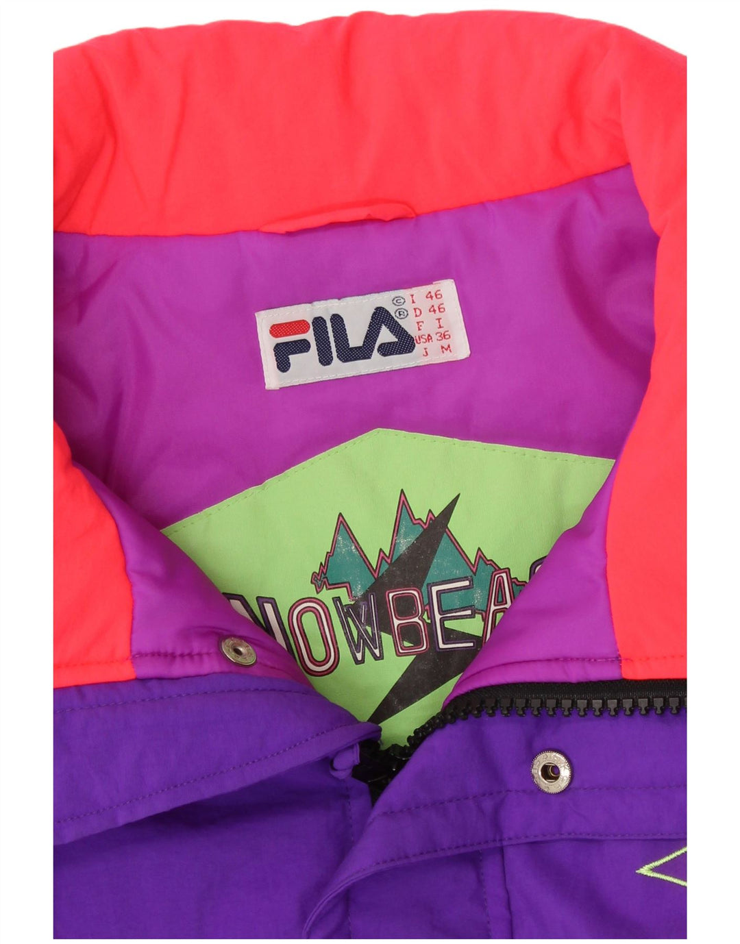 Fila Chaqueta de esquí holgada para hombre IT 46 Small Purple Colourblock Poliamida 90s