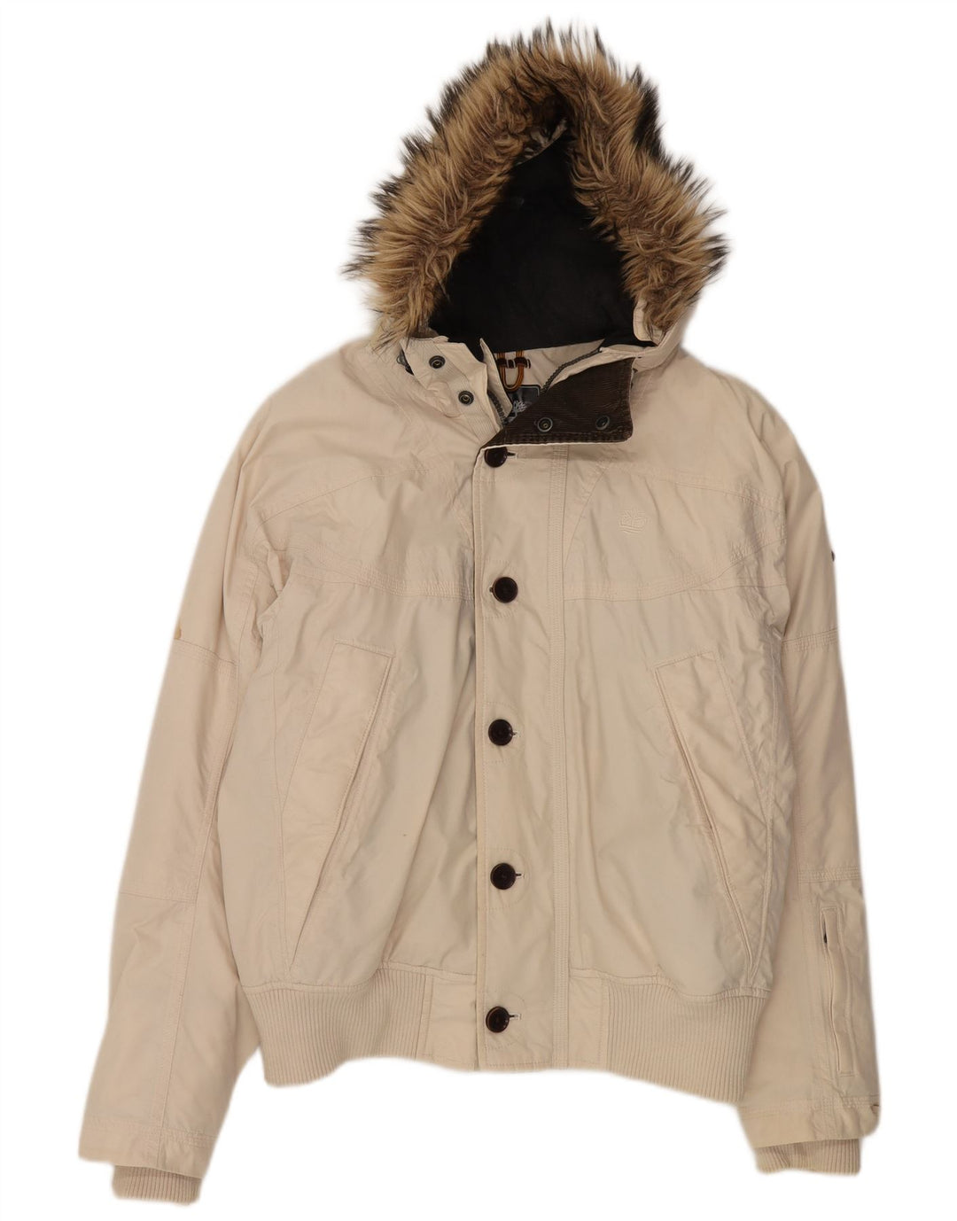 Timberland Chaqueta Bomber con Capucha para Hombre UK 38 Algodón Beige Medio