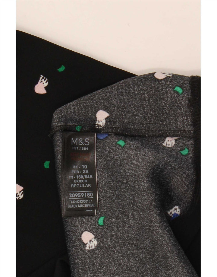 Marks & Spencer Vestido acampanado con estampado abstracto para mujer, talla 40, color negro