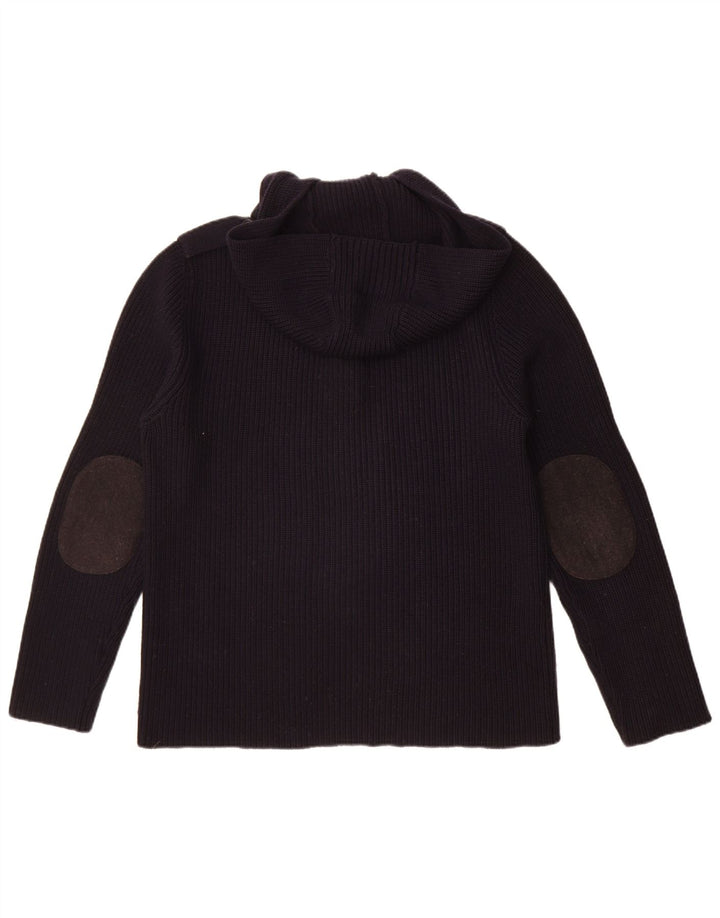 Jersey Trussardi Hombre Con Capucha Y Cuello Botonado De Lana Azul Marino Mediano