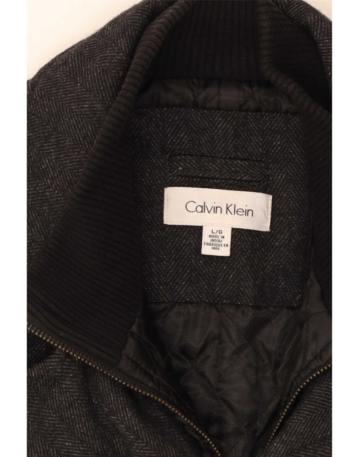 Calvin Klein Chaquetón para hombre UK 40 Lana de espiga gris grande